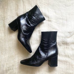 Zara Black Leather Heel Ankle Boots